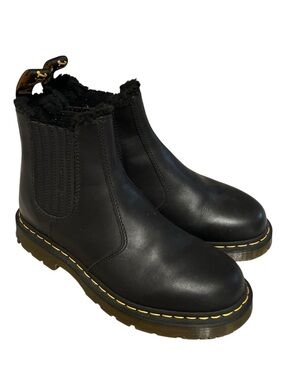 Dr. Martens 2976 Black Leather Chelsea Boots with Yellow Welt Stitching
